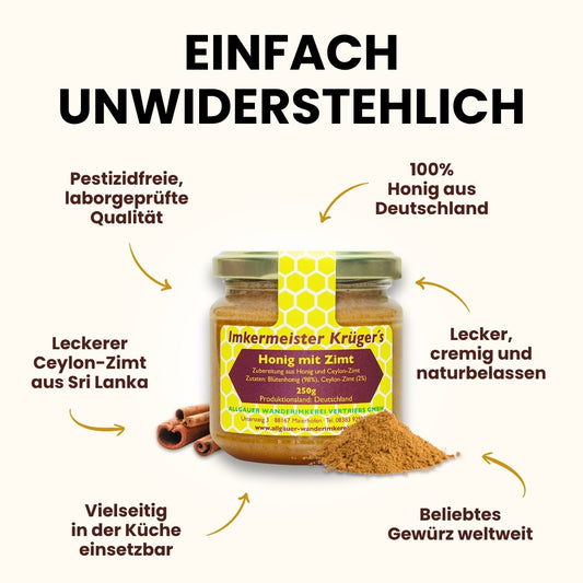 Honig mit Zimt 250g aus Deutschland, Allgäuer Wanderimkerei
