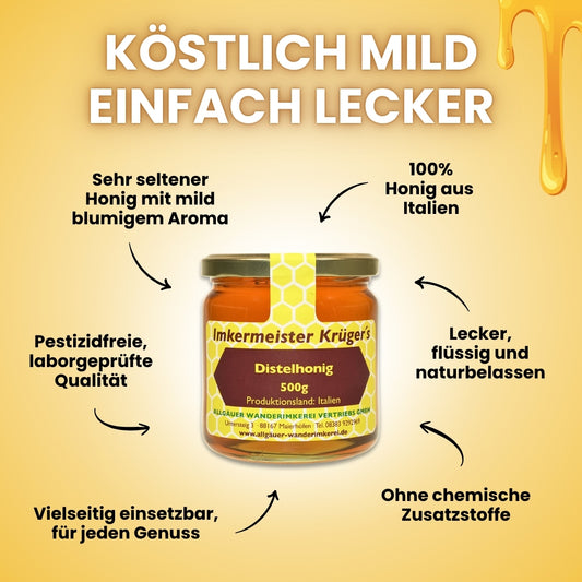 Leckerer Distelhonig (500g aus Italien von der Allgäuer Wanderimkerei