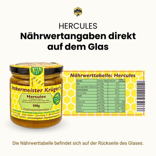 HERCULES 500g von der Allgäuer Wanderimkerei, Nährwerttabelle