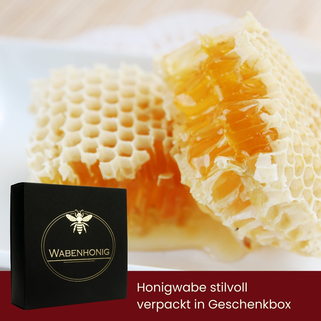 Deutsche Honigwabe in Geschenkbox von der Allgäuer Wanderimkerei