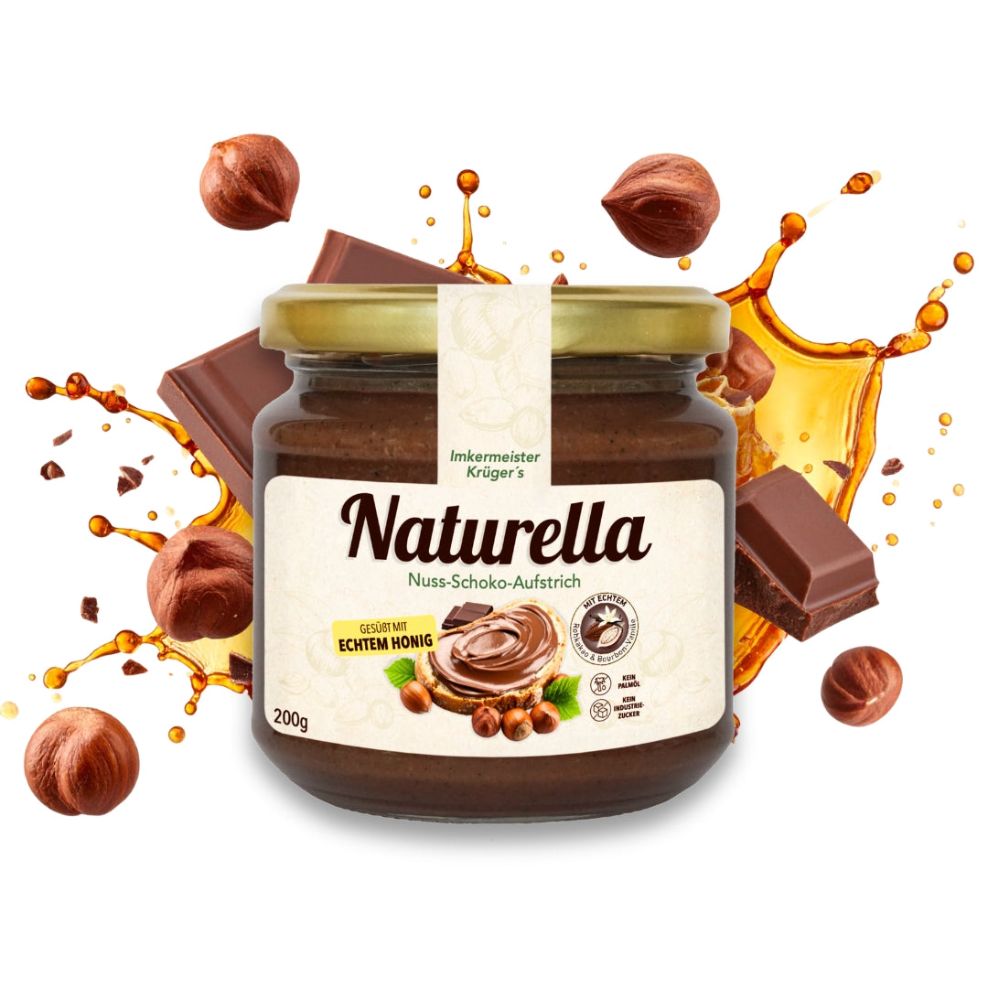 Naturella Nuss-Schoko-Aufstrich von der Allgäuer Wanderimkerei, 200g, gesüßt mit echtem Honig und nur 5 natürlichen Zutaten