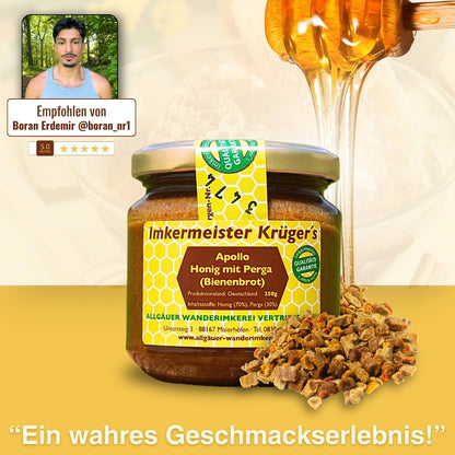 Apollo Honig mit Perga (Bienenbrot) 250g von der Allgäuer Wanderimkerei, empfohlen von Boran Erdemir