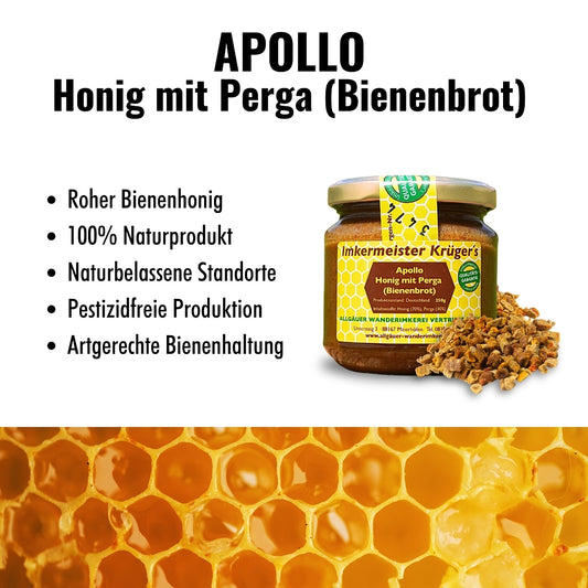 Apollo Honig mit Perga (Bienenbrot) 250g von der Allgäuer Wanderimkerei