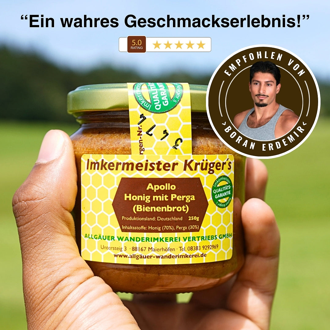 Apollo Honig mit Perga (Bienenbrot) 250g von der Allgäuer Wanderimkerei