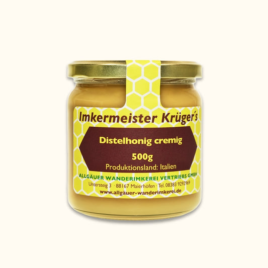 Seltener Distelhonig cremig (500g) aus Italien von der Allgäuer Wanderimkerei