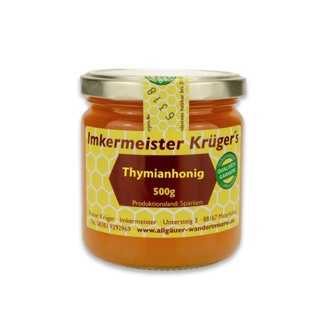 Seltener Thymianhonig im 500g-Glas von der Allgäuer Wanderimkerei