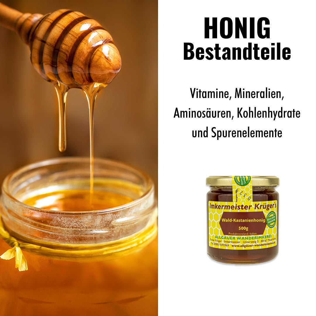 Seltener Wald-Kastanienhonig 500g aus Italien von der Allgäuer Wanderimkerei