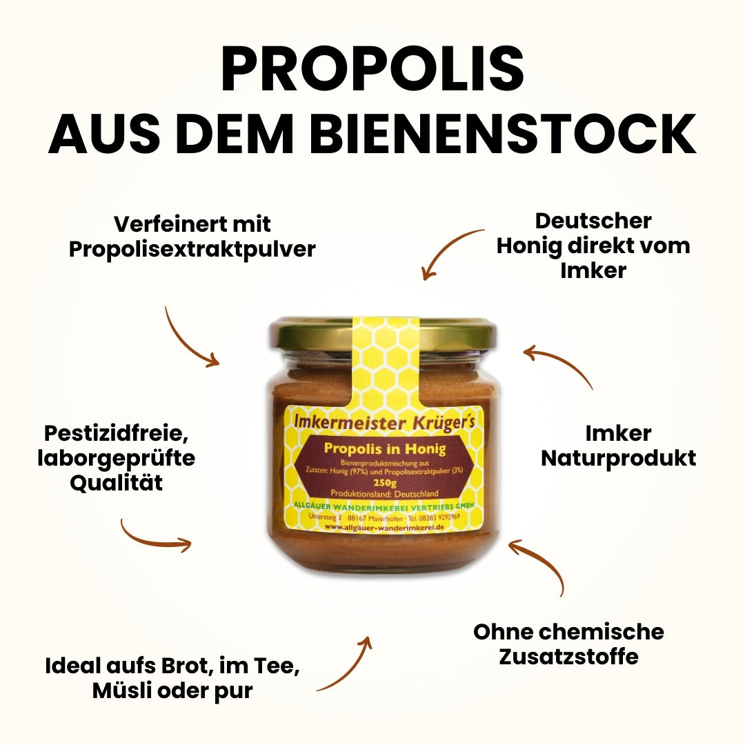 Propolis im Honig 250g aus Deutschland von der Allgäuer Wanderimkerei