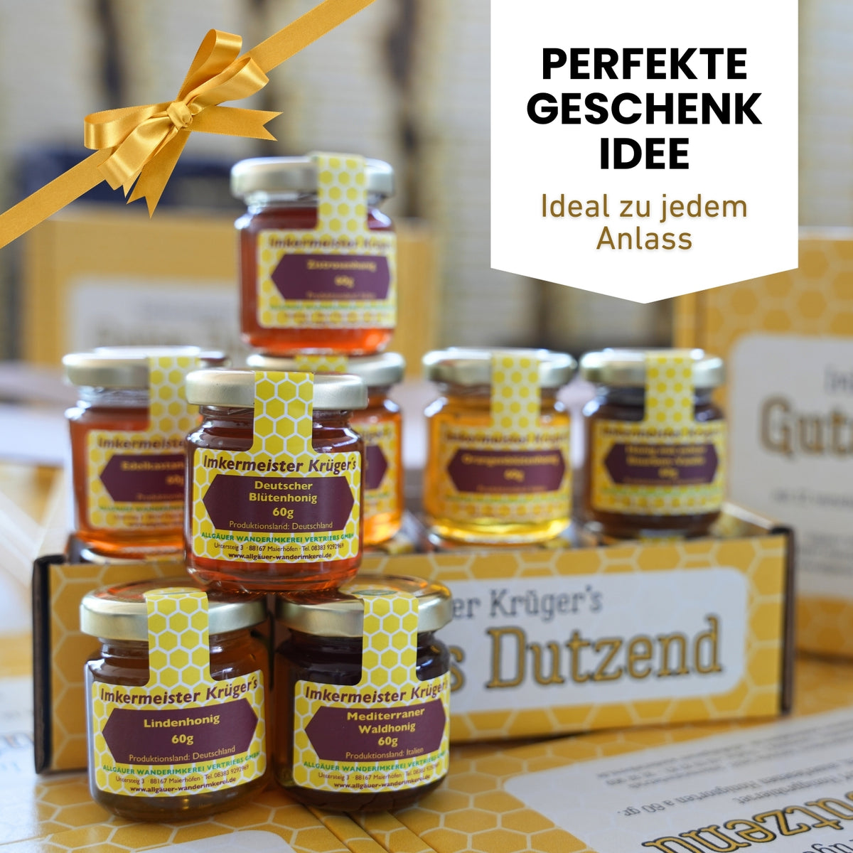 Gutes Dutzend Honigprobierset mit 12 verschiedenen Honigsorten zu je 60g von der Allgäuer Wanderimkerei