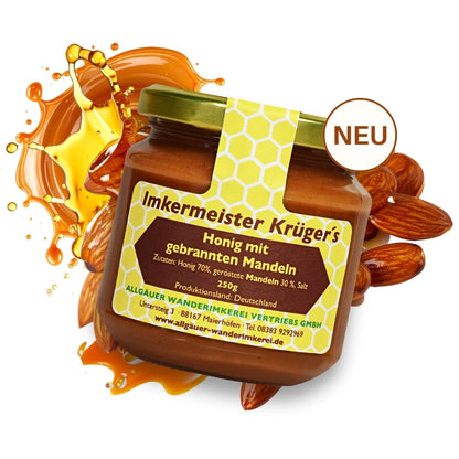 Leckerer Honig mit gebrannten Mandeln 250g von der Allgäuer Wanderimkerei