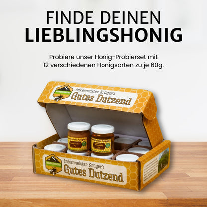 Gutes Dutzend Honigprobierset mit 12 verschiedenen Honigsorten zu je 60g von der Allgäuer Wanderimkerei