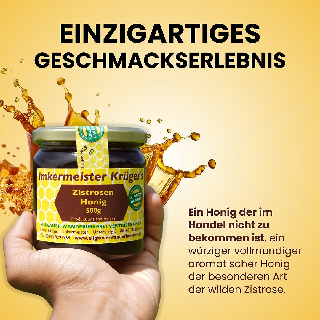 Seltener Zistrosenhonig 500g aus Italien von der Allgäuer Wanderimkerei