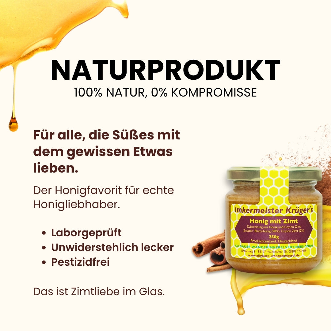 Honig mit Zimt 250g aus Deutschland, Allgäuer Wanderimkerei