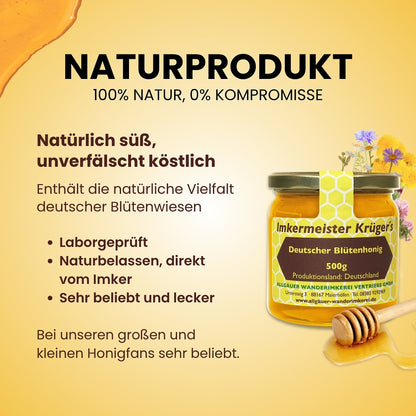 Deutscher Blütenhonig (500g) von der Allgäuer Wanderimkerei
