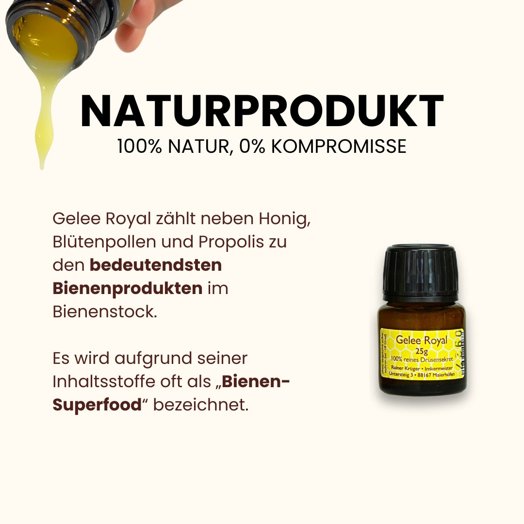 Frisches und natürliches Gelee Royal 25g von der Allgäuer Wanderimkerei