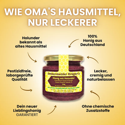 Honig mit Holunder 250g aus Deutschland von der Allgäuer Wanderimkerei