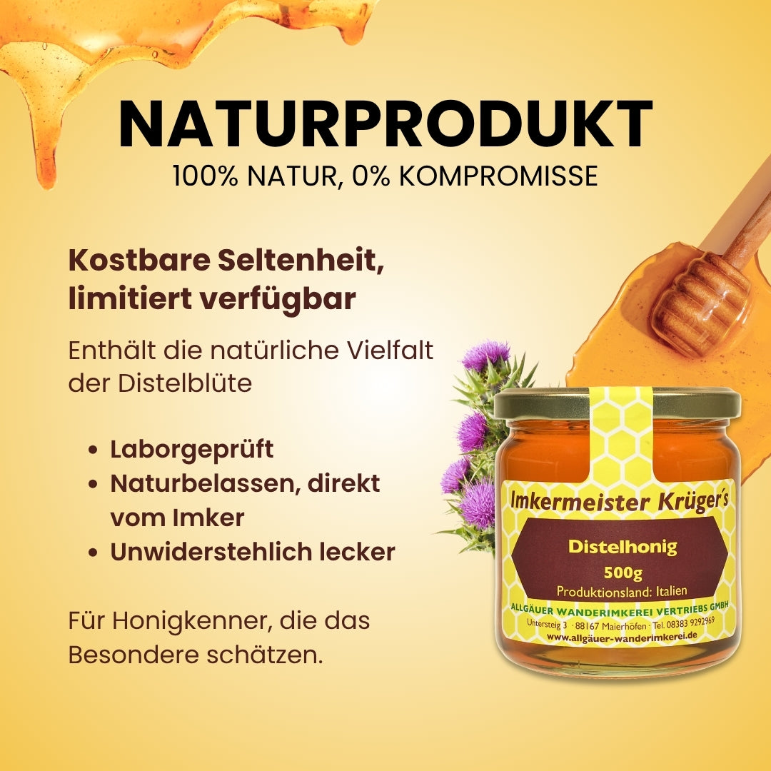 Leckerer Distelhonig (500g aus Italien von der Allgäuer Wanderimkerei