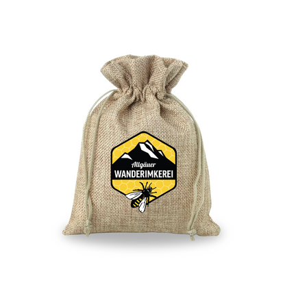 Honig als Geschenk mit Geschenksäckchen von der Allgäuer Wanderimkerei