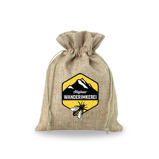 Honig als Geschenk mit Geschenksäckchen von der Allgäuer Wanderimkerei