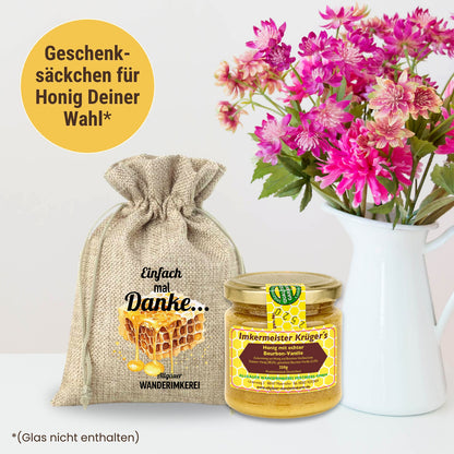 Geschenksäckchen „Einfach mal Danke...“ für den Honig Deiner Wahl von der Allgäuer Wanderimkerei