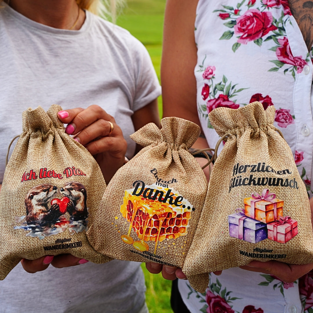Honig als Geschenk: Geschenksäckchen von der Allgäuer Wanderimkerei
