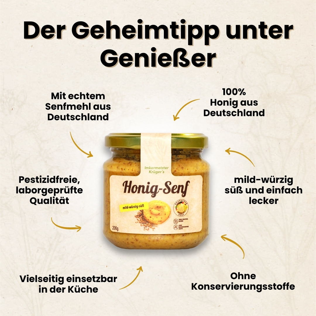 Honig-Senf 200g, mild-würzig-süß ohne Industriezucker und Konservierungsstoffe von der Allgäuer Wanderimkerei