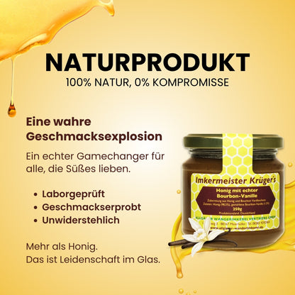 Leckerer Honig mit echter Bourbon-Vanille, direkt vom Imker