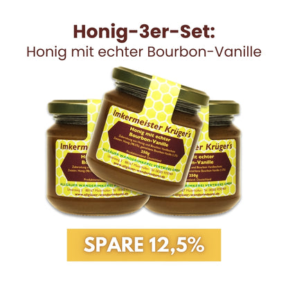3er-Set: Honig mit echter Bourbon-Vanille 250g von der Allgäuer Wanderimkerei