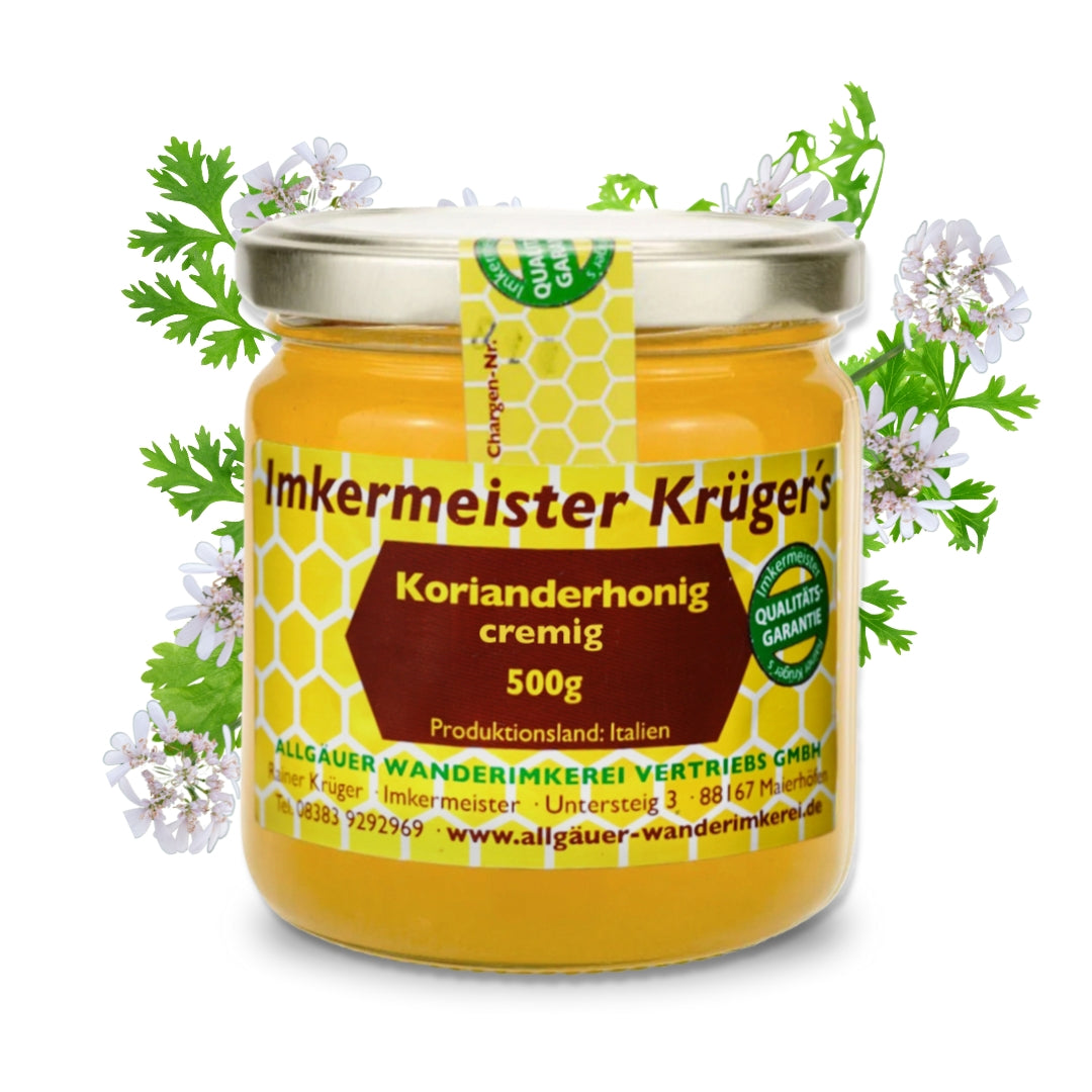 Seltener Korianderhonig cremig aus Sardinien von der Allgäuer Wanderimkerei