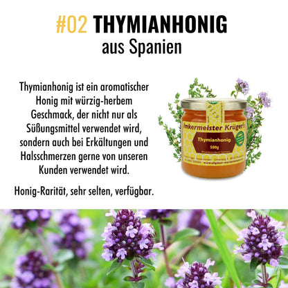 Kräuterhonig-Bundle besteht aus 02 Thymianhonig 500g von der Allgäuer Wanderimkerei