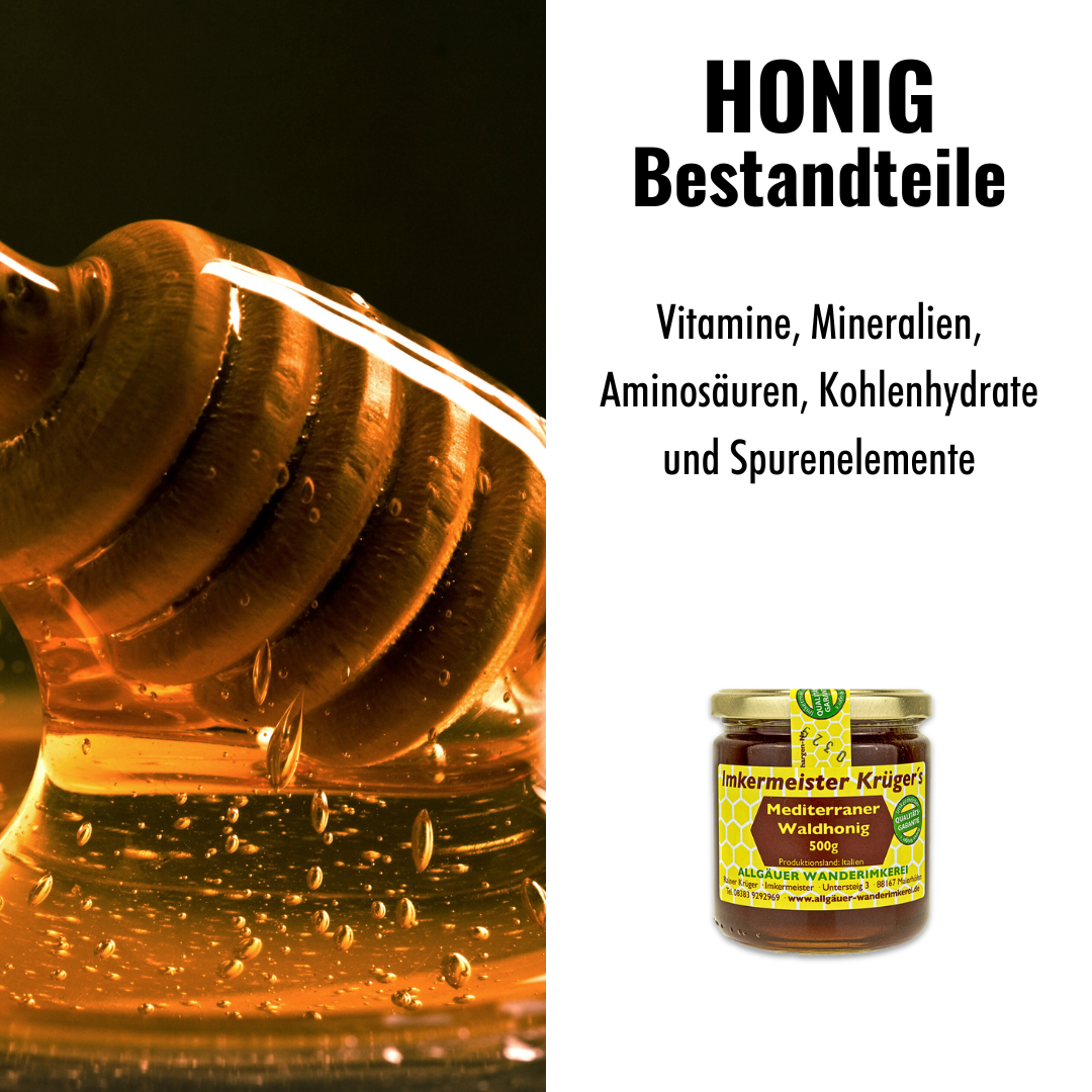 Mediterraner Waldhonig 500g aus Italien von der Allgäuer Wanderimkerei, Honigbestandteile