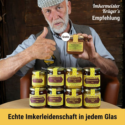 Mediterranes XXL Honig-Bundle mit 8 ausgewählten italienischen Honigen und GRATIS HERCULES Sport 250g von der Allgäuer Wanderimkerei, Imkermeister Rainer Krüger