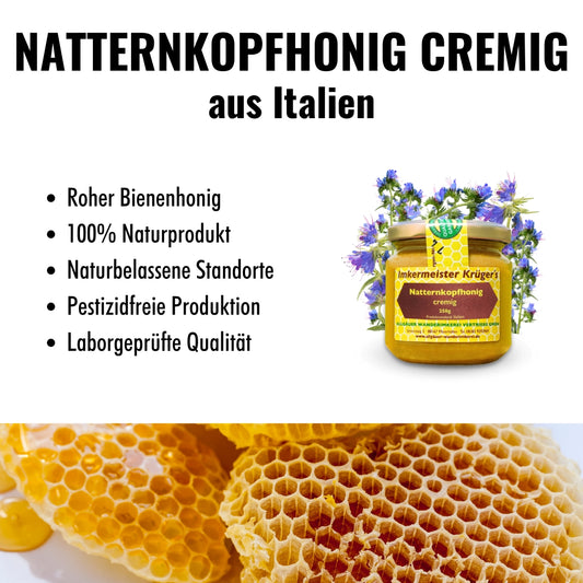 Seltener Natternkopfhonig cremig 250g von der Allgäuer Wanderimkerei, laborgeprüft