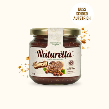 Naturbelassener Naturella Chrunchy Nuss-Schoko-Aufstrich 200g mit echtem Imkerhonig gesüßt von der Allgäuer Wanderimkerei_Vorschaubild Produkt 200g