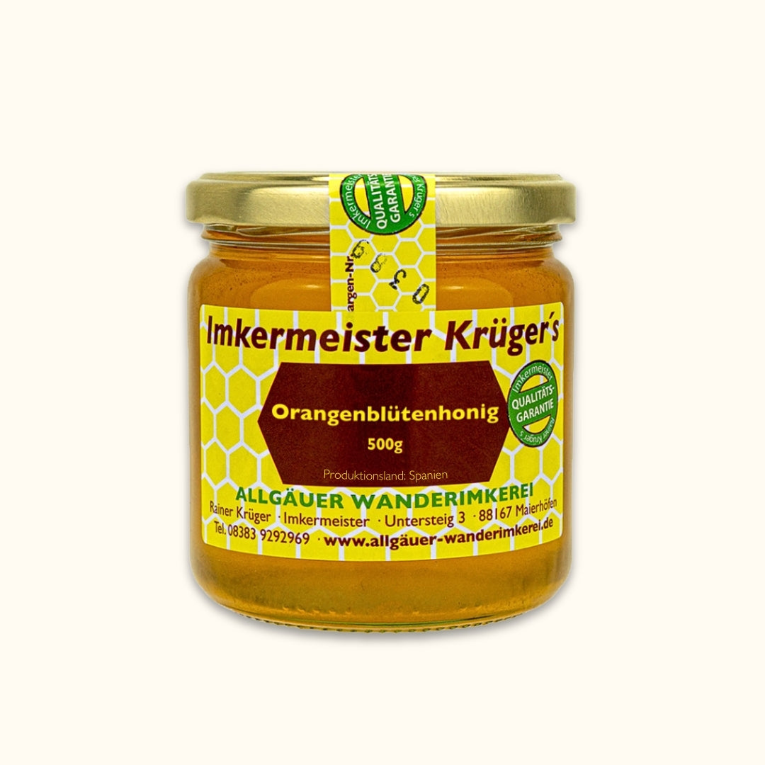 Naturbelassener Orangenblütenhonig (500g) direkt vom Imker, aus Spanien von der Allgäuer Wanderimkerei