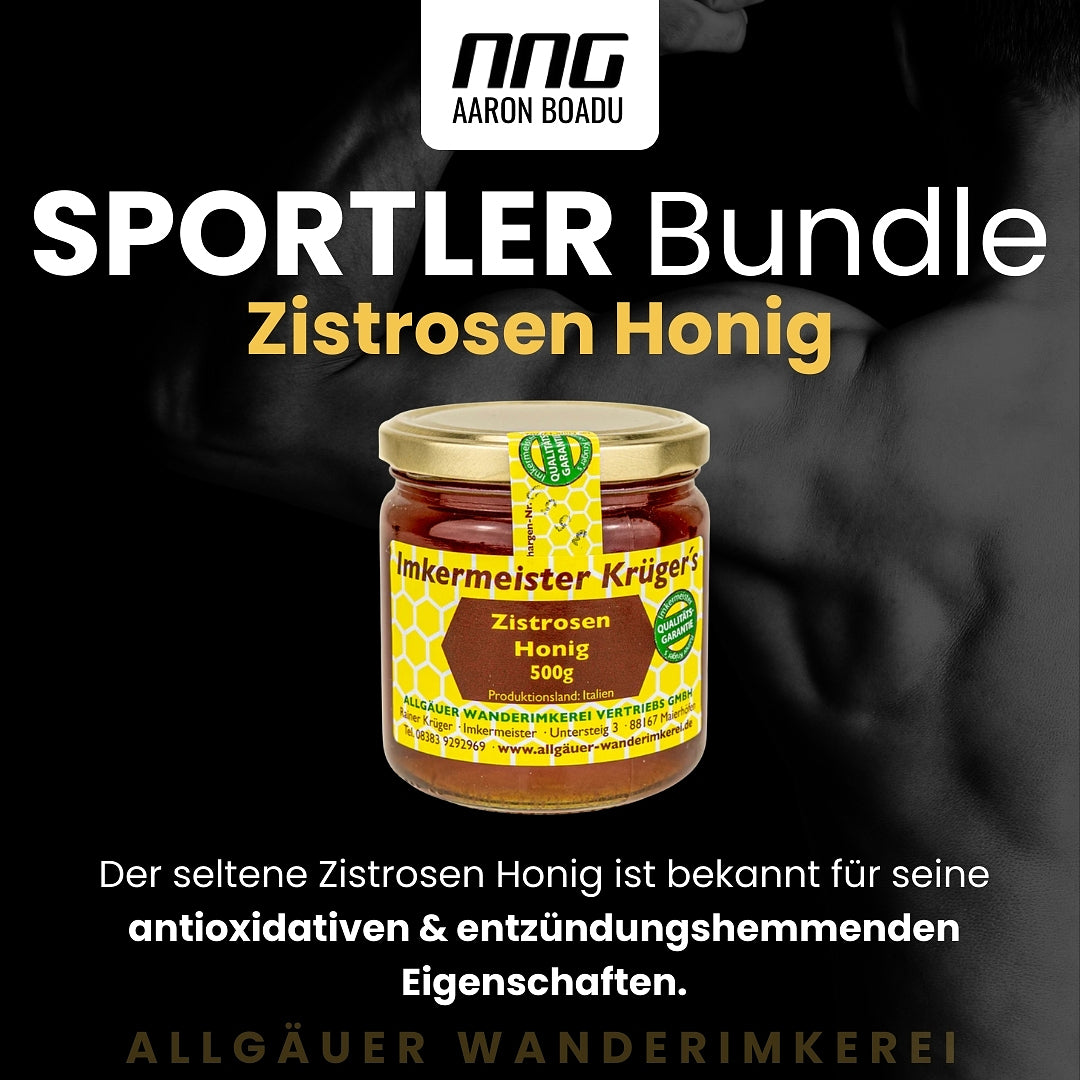 Sportler-Bundle: Zistrosen Honig 500g von der Allgäuer Wanderimkerei